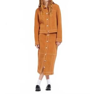 NEW BARRIE suede effect long midi skirt in honeycomb